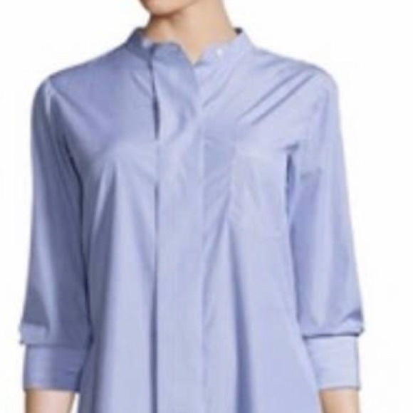 Theory Jodalee Taff Striped Poplin Shirt Dress Blue White Size 2 - Picture 11 of 12